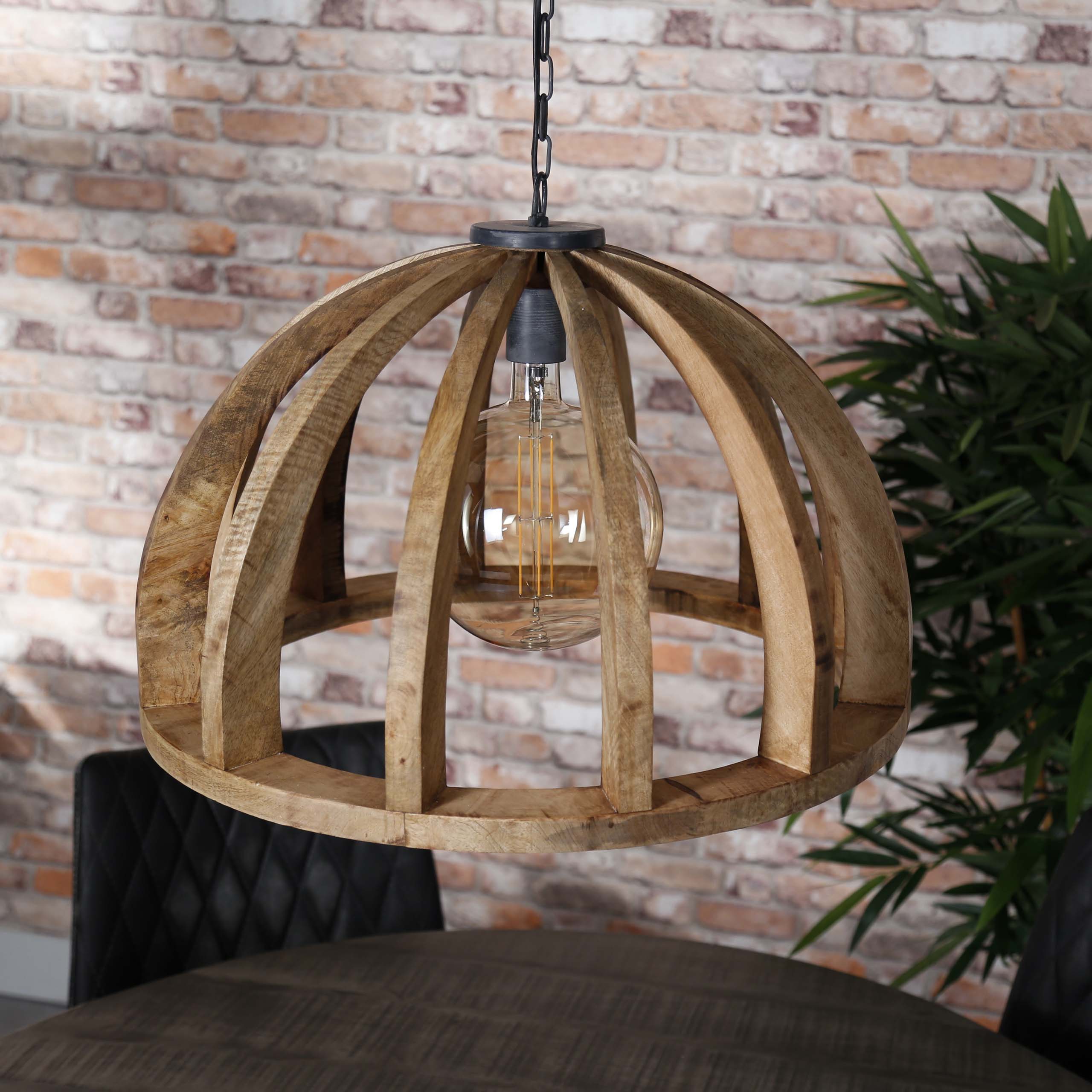 Orbora 1-lichts Ø60cm - Massief mango hanglamp
