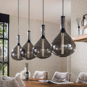 Smoria gerookte druppel 4-lichts - Artic zwarte hanglamp