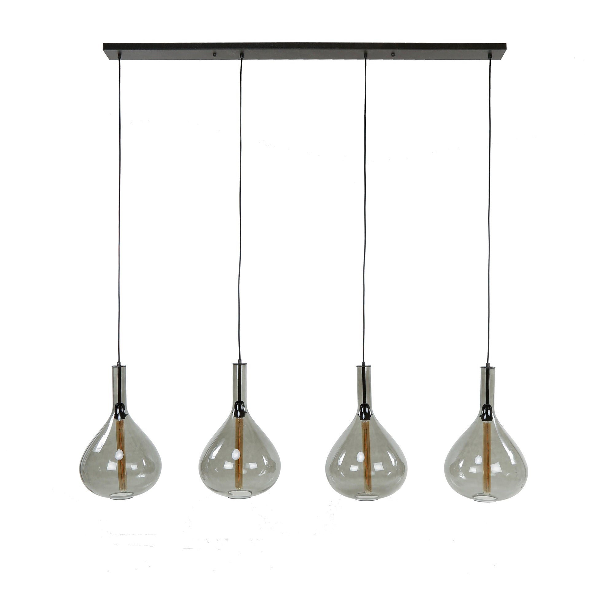Smoria gerookte druppel 4-lichts - Artic zwarte hanglamp