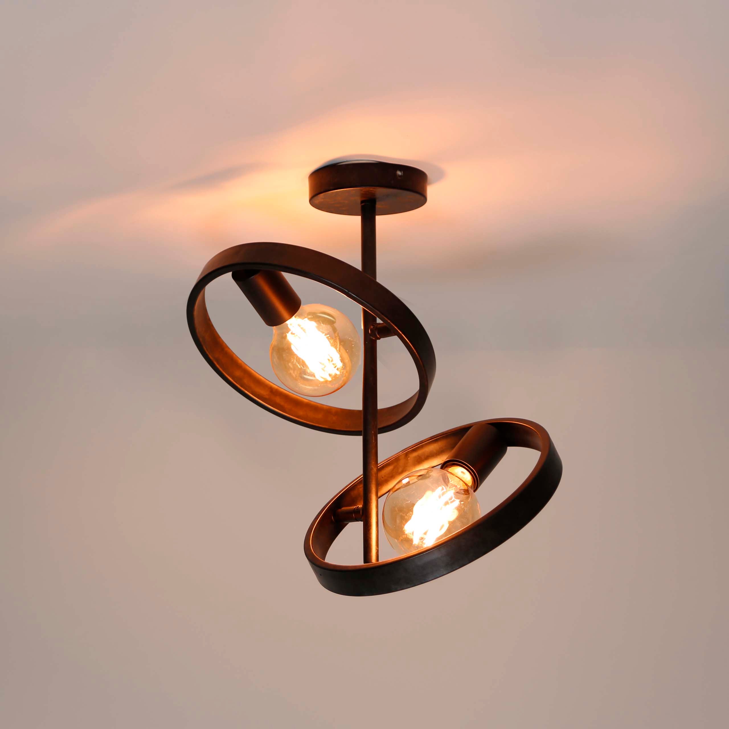 Hovira houtskool 2-lichts plafondlamp