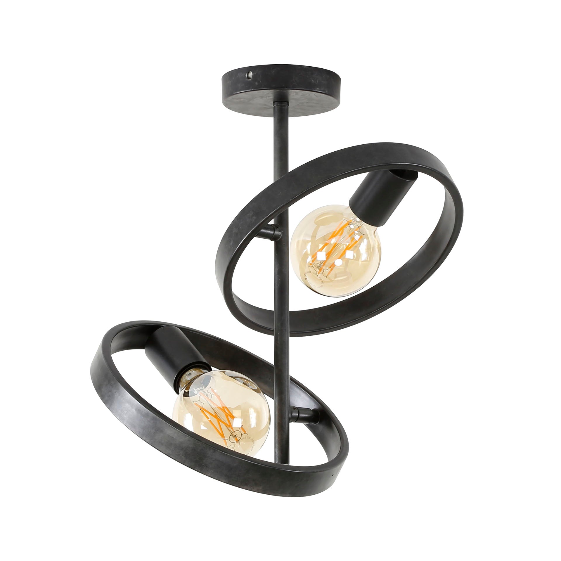 Hovira houtskool 2-lichts plafondlamp