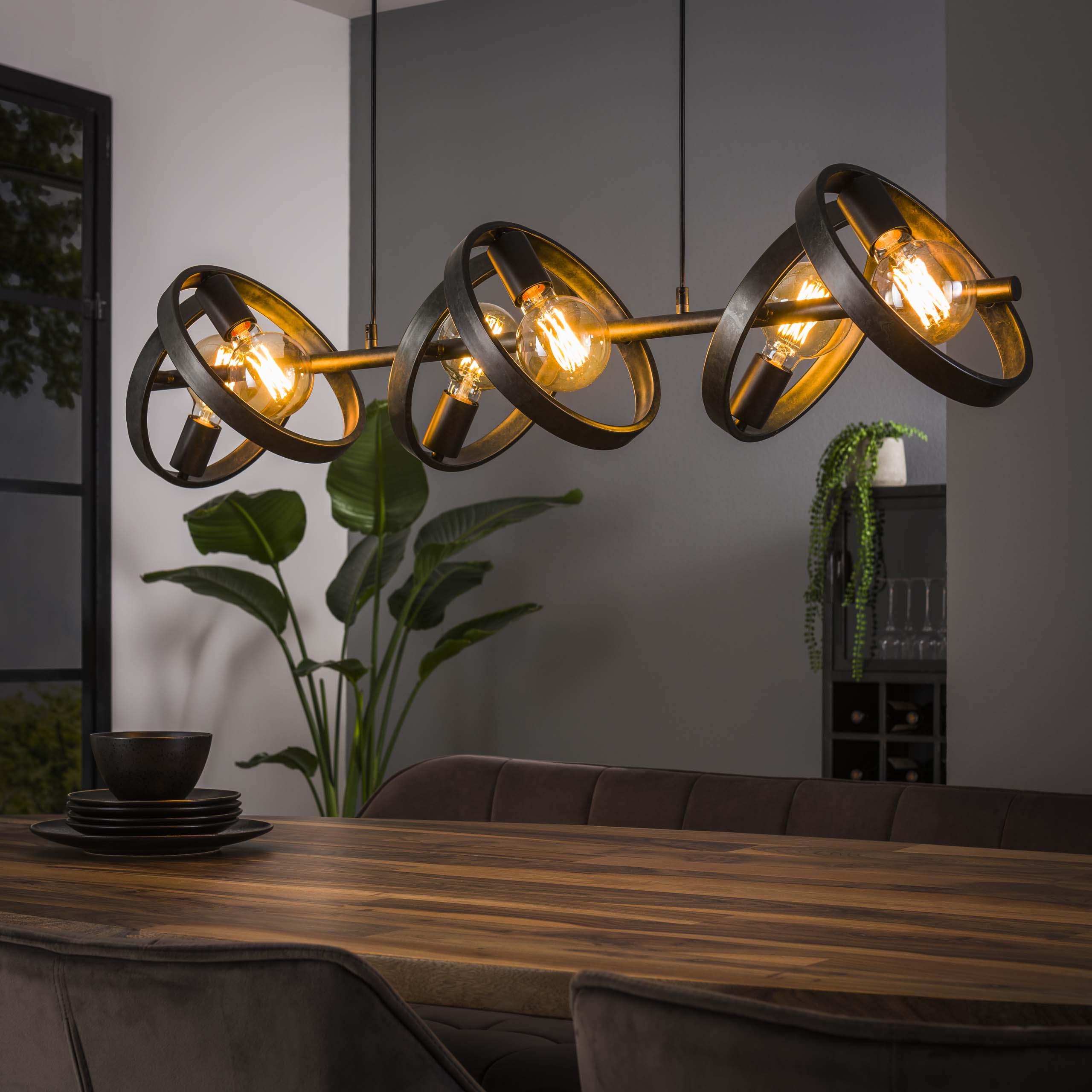 Hovera 6-lichts - Houtskool hanglamp