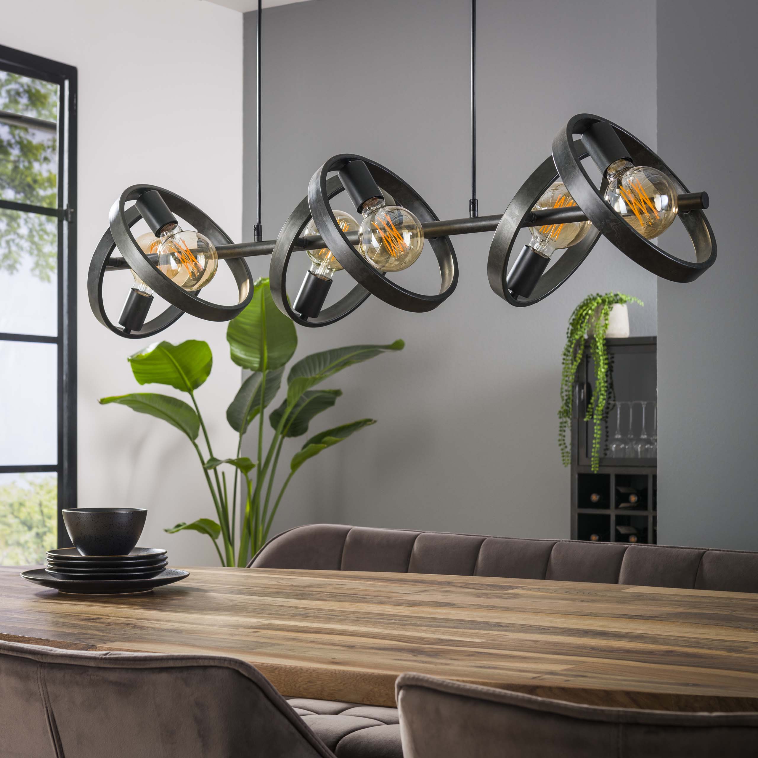 Hovera 6-lichts - Houtskool hanglamp