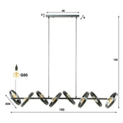 Hovera 8-lichts - Houtskool hanglamp