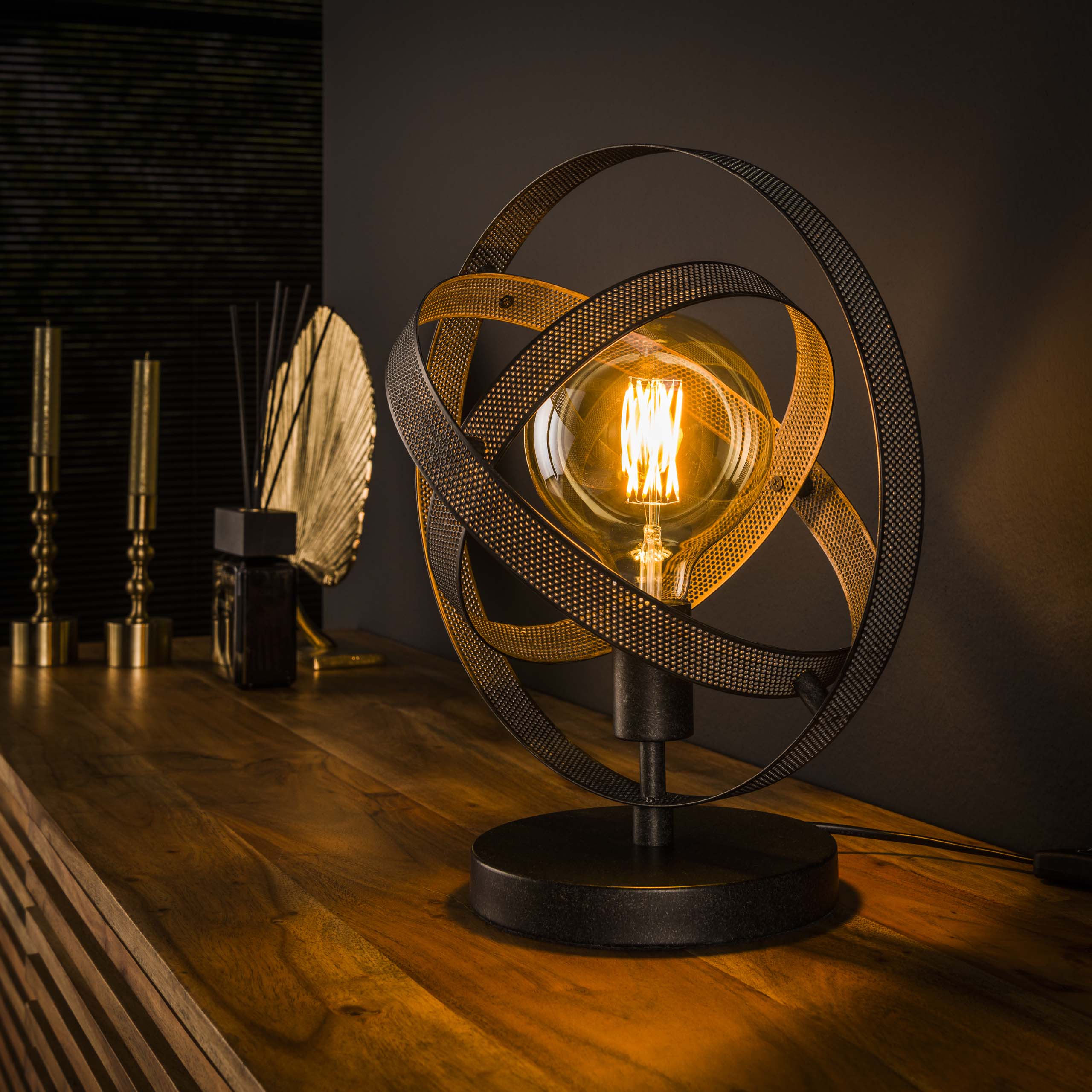 Dentra artic zwart metalen tafellamp met 1 lichtpunt