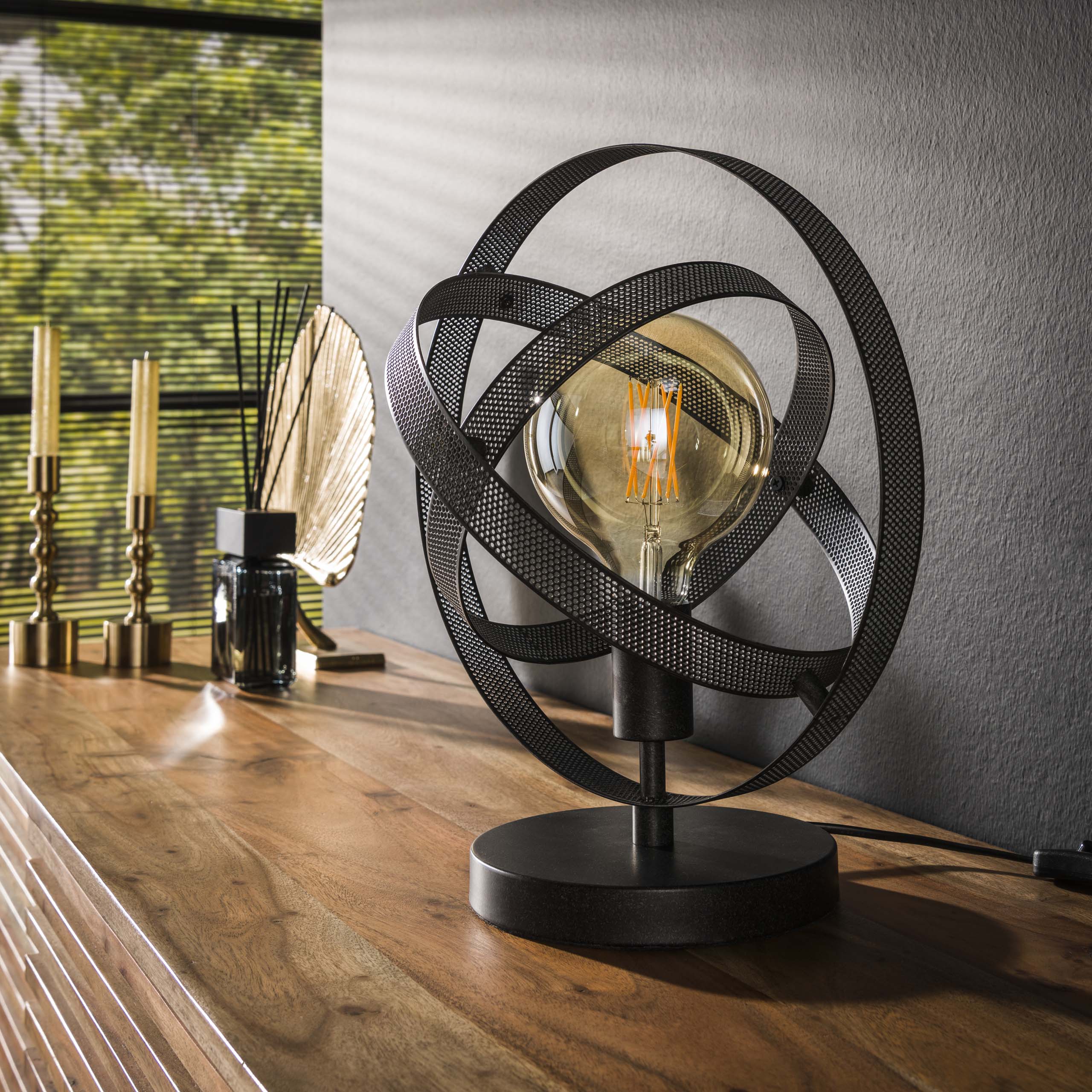 Dentra artic zwart metalen tafellamp met 1 lichtpunt