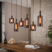 Sepora 6-lichts - Sienna bruine hanglamp