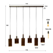 Sepora 6-lichts - Sienna bruine hanglamp