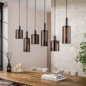 Sepora 6-lichts - Sienna bruine hanglamp