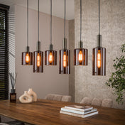 Sepora 6-lichts - Sienna bruine hanglamp