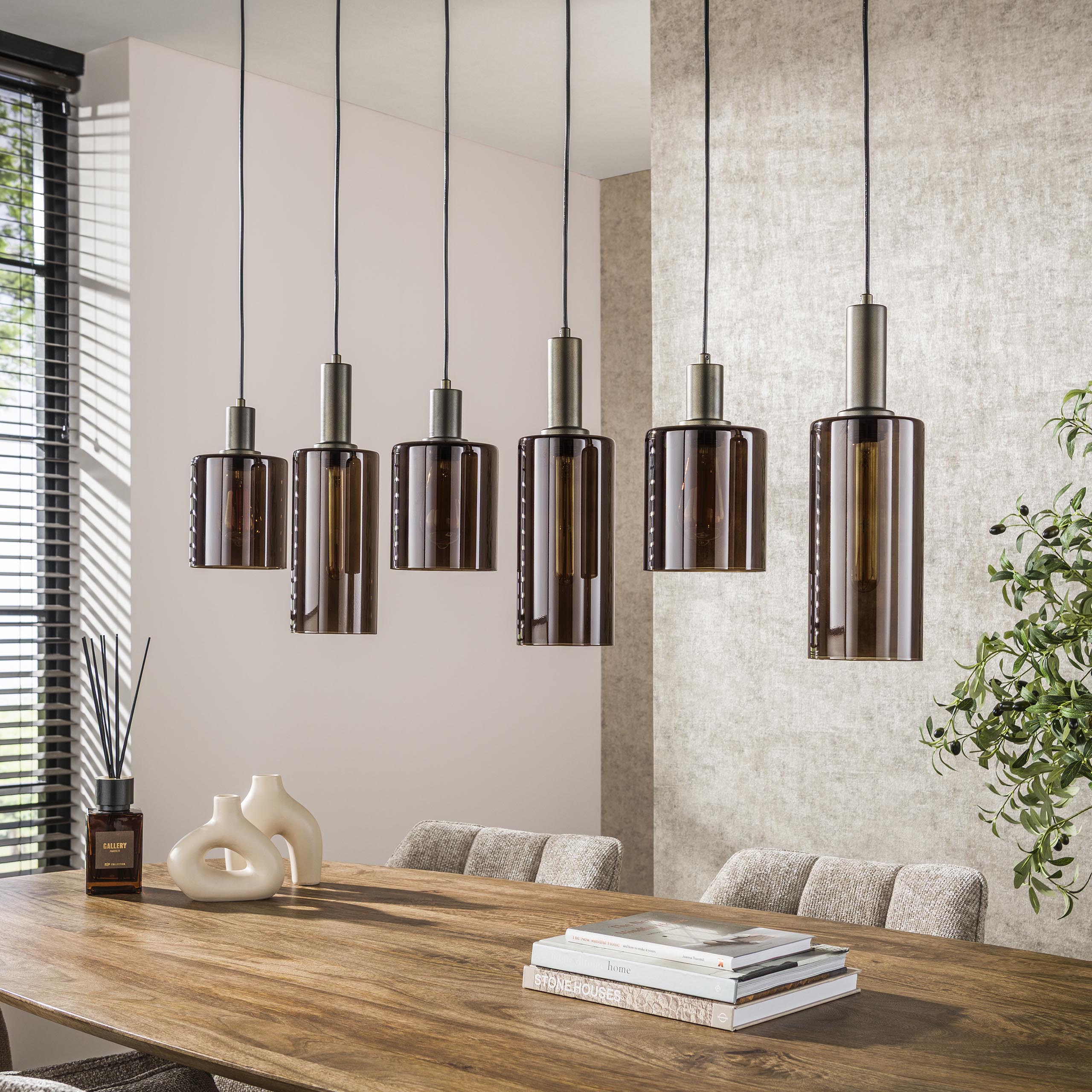 Sepora 6-lichts - Sienna bruine hanglamp