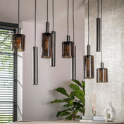 Sepora 5+4-lichts - Siena bruine hanglamp