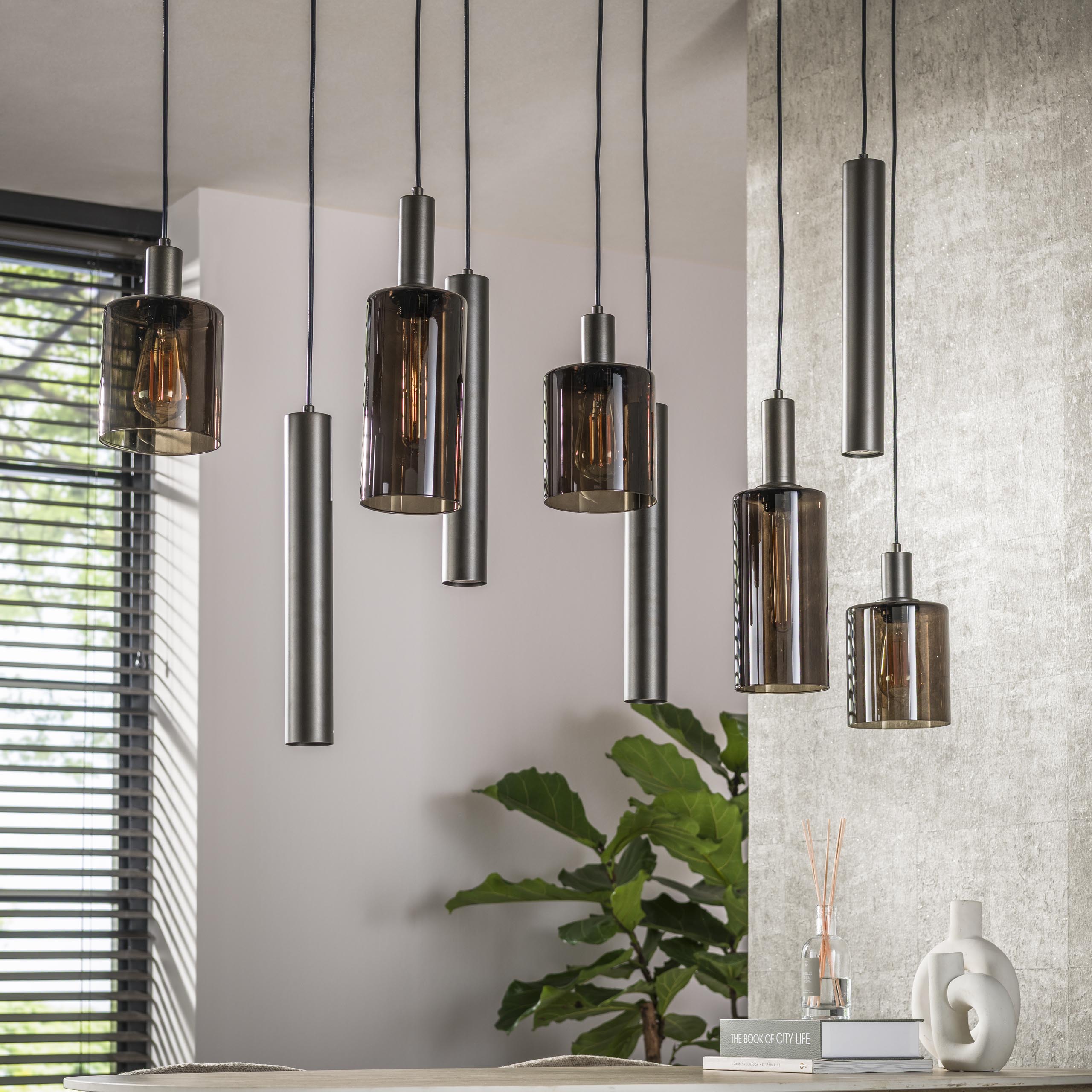 Sepora 5+4-lichts - Siena bruine hanglamp