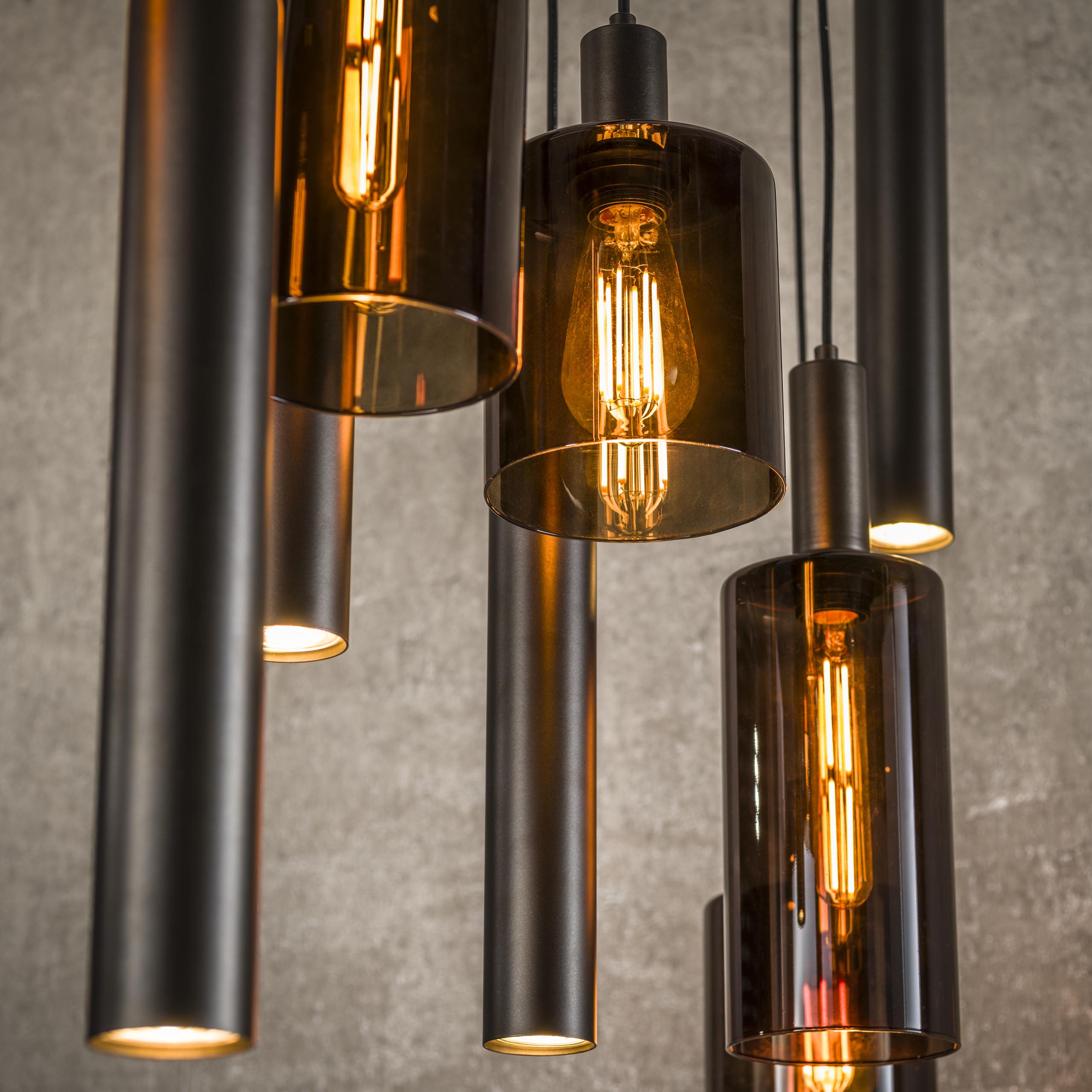 Sepora 5+4-lichts - Siena bruine hanglamp