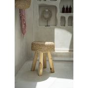 Kruk van teakhout en raffia