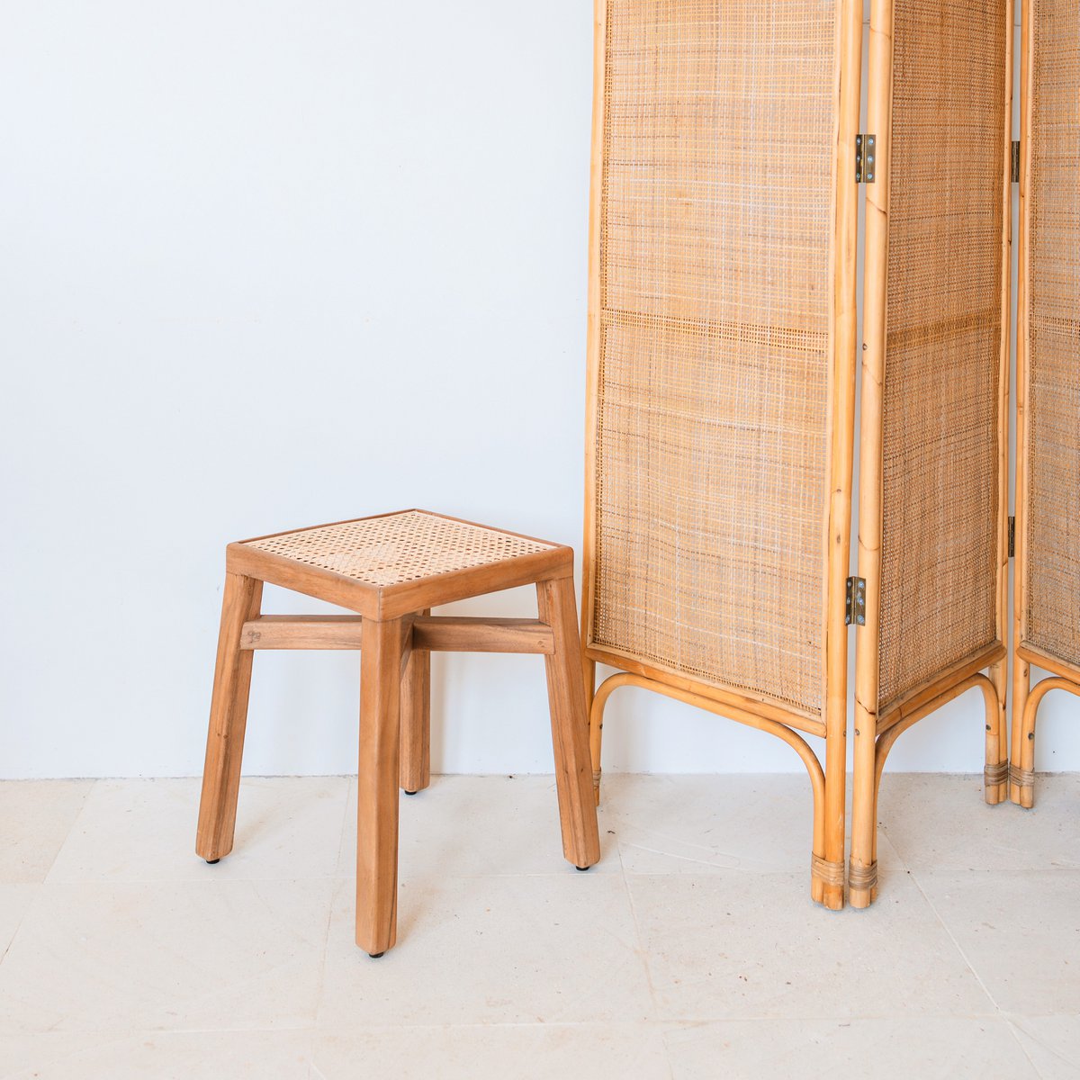 Atelier weave bruine houten kruk