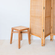 Atelier weave bruine houten kruk