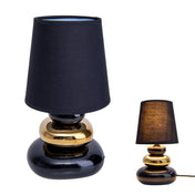 Handcrafted Artisan Table Lamp in Luxurious Black and Gold