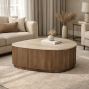 Eva mangohout salontafel - met Travertin Beige