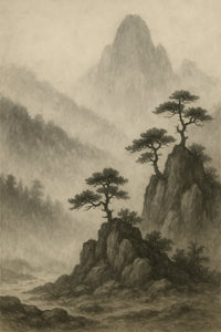 Mist-Zwarte Bergen - Klassieke Muurkunst