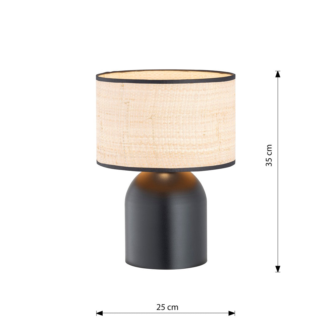 Elira black rattan steel table lamp