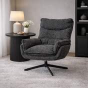 Lunara dark grey bouclé swivel armchair