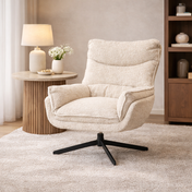 Lunara off white bouclé swivel armchair