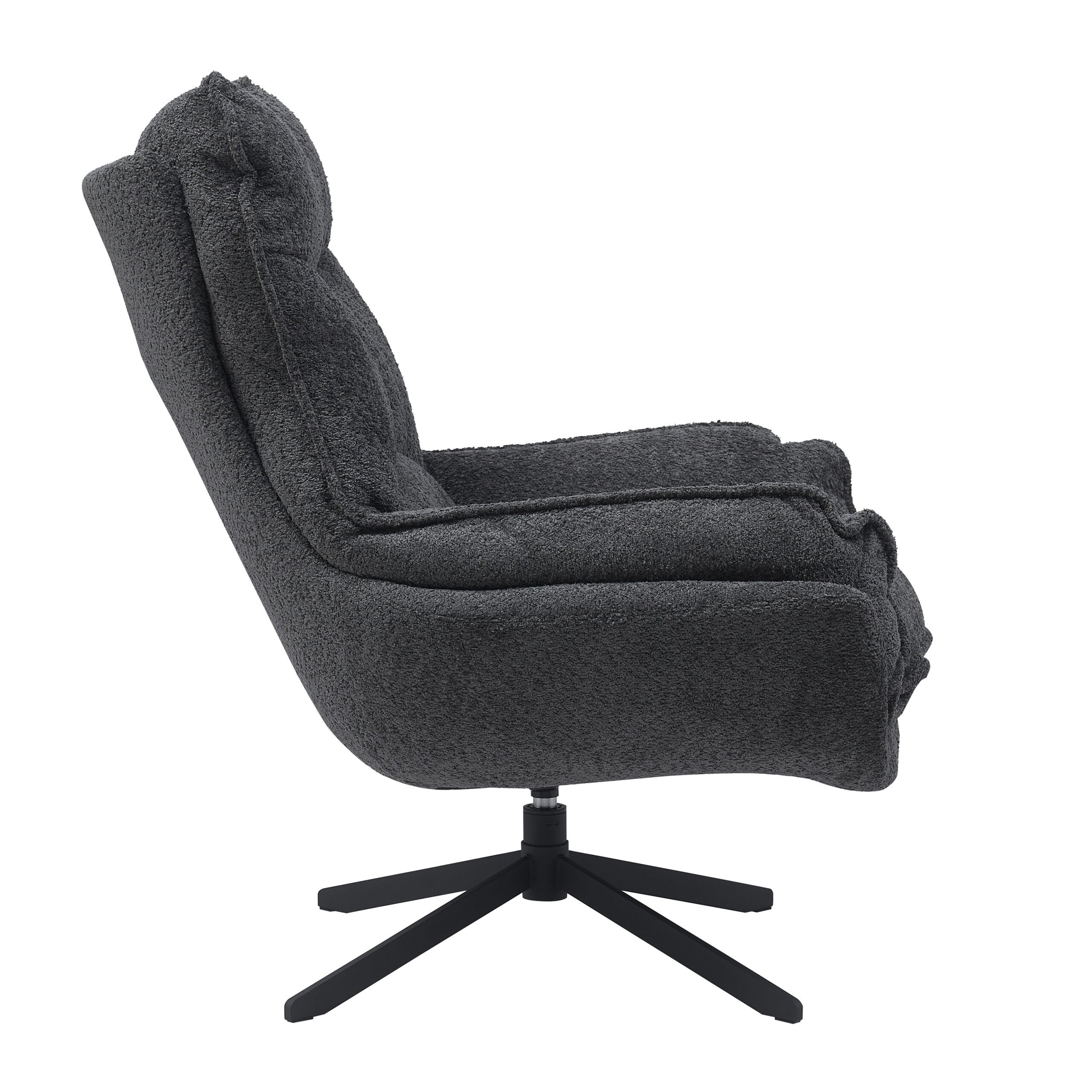 Lunara dark grey bouclé swivel armchair