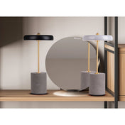 Timeless Black Metal and Concrete LED Table Lamp, Artisan Crafted