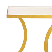 Handgemaakte luxe witte bijzettafel met goudkleurig metalen design
