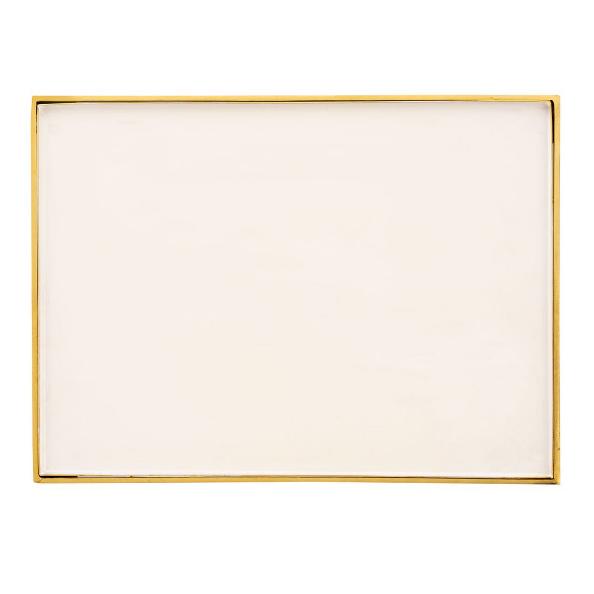 Handgemaakte luxe witte bijzettafel met goudkleurig metalen design