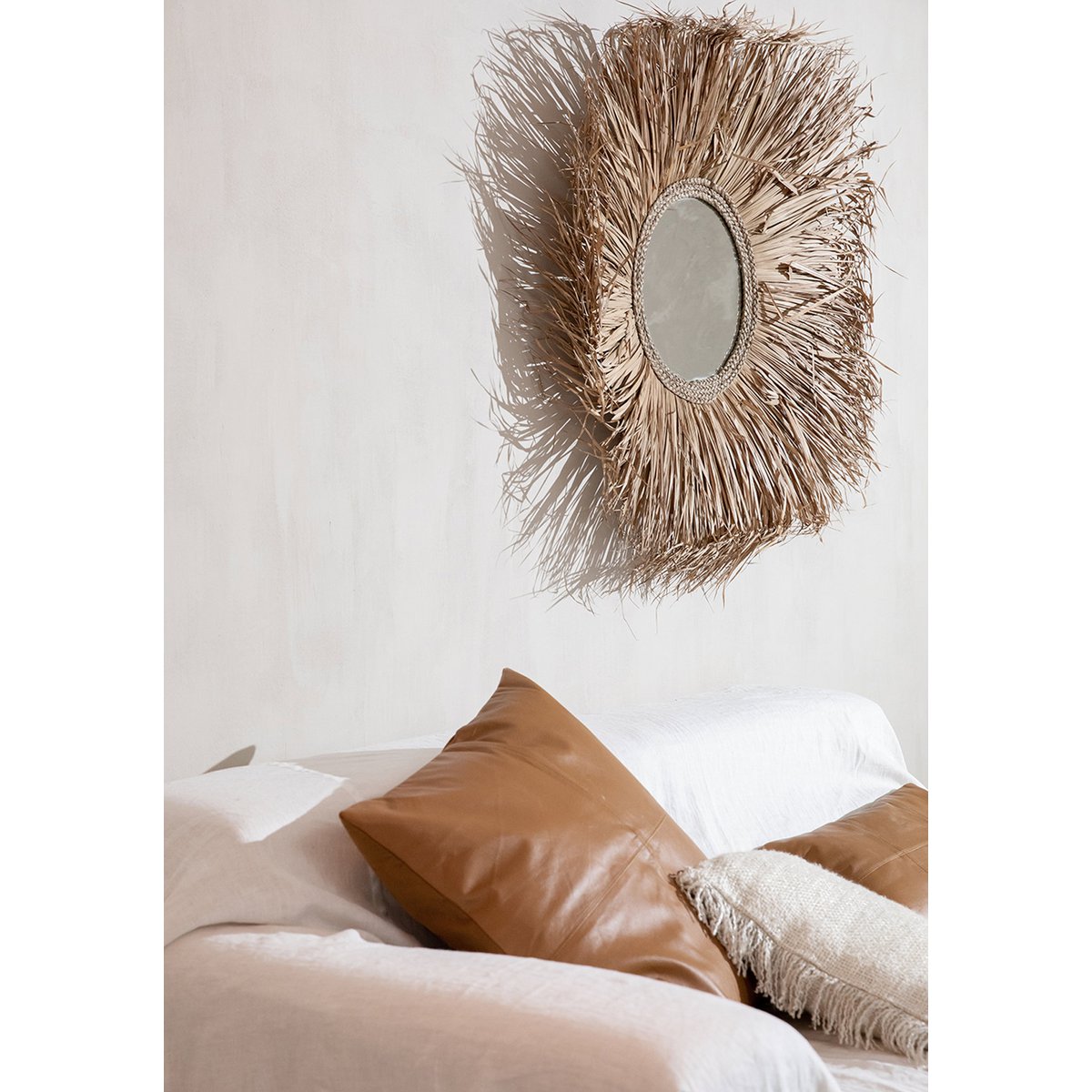 Het Vierpaneel Leren Kussenhoes - Kameel - 60x60